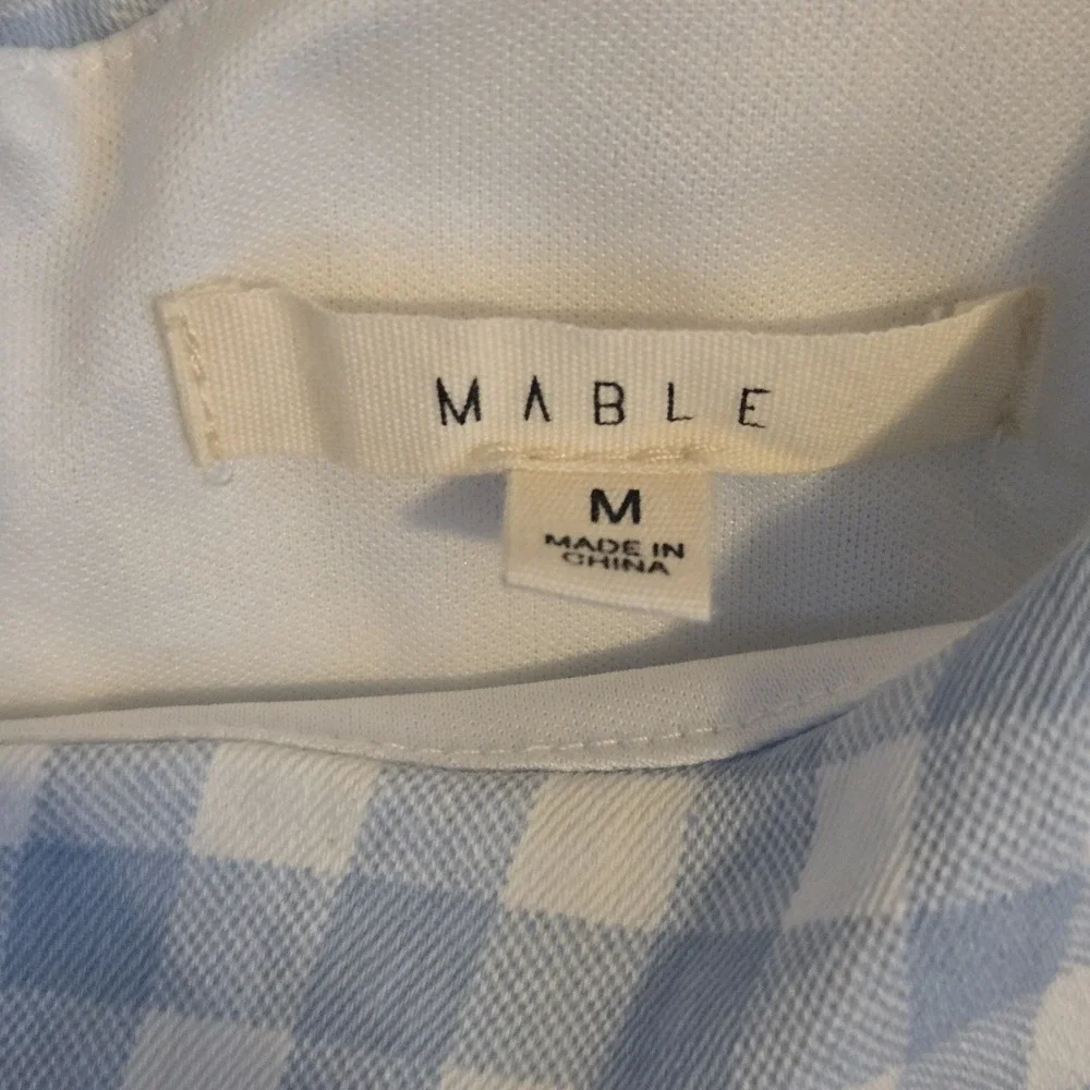 Mable Blue‎ White Gingham Check Sleeveless Mini Dress Lined Front Slit Size Med - Picture 3 of 8